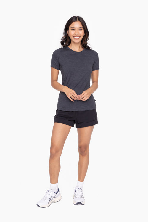 High Waist Cuffed Shorts - Black