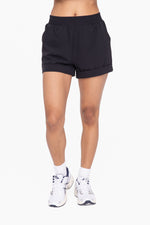 High Waist Cuffed Shorts - Black