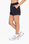 High Waist Cuffed Shorts - Black