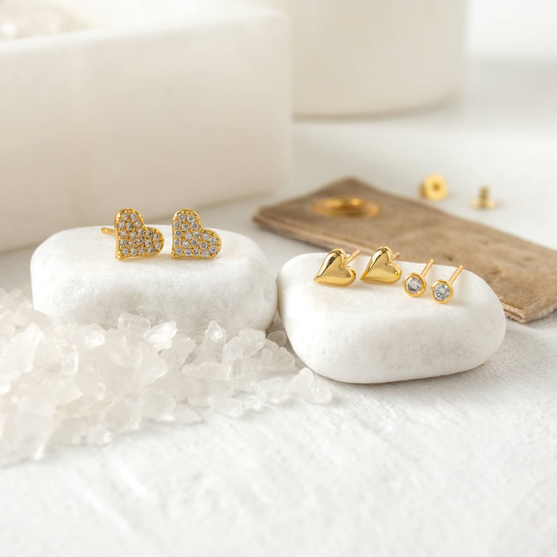 Heart Velvet Stud Gift Set: Silver