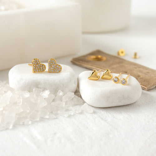 Heart Velvet Stud Gift Set: Gold