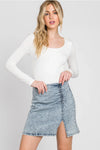 Shirring Slit Denim Mini Skirt