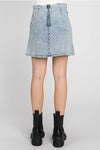 Shirring Slit Denim Mini Skirt