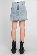 Shirring Slit Denim Mini Skirt