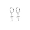 Cross Drop Huggies Earrings