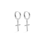 Cross Drop Huggies Earrings