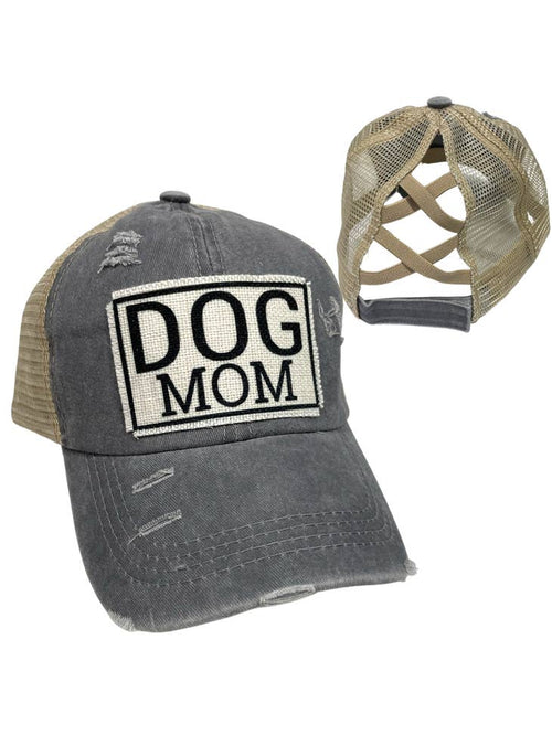 Dog Mom Criss-Cross Ponytail Hat