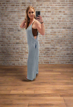V-Neck Wide Leg Tencel Jumpsuit
