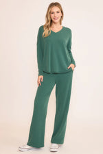 Wave Rib Wide Leg Pant