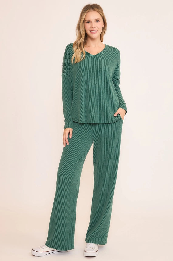 Wave Rib Wide Leg Pant