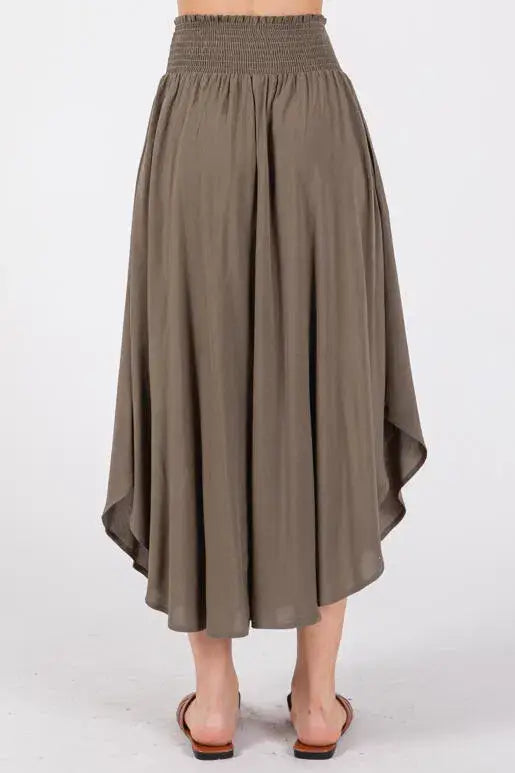 Smocked Midi Skirt- Green