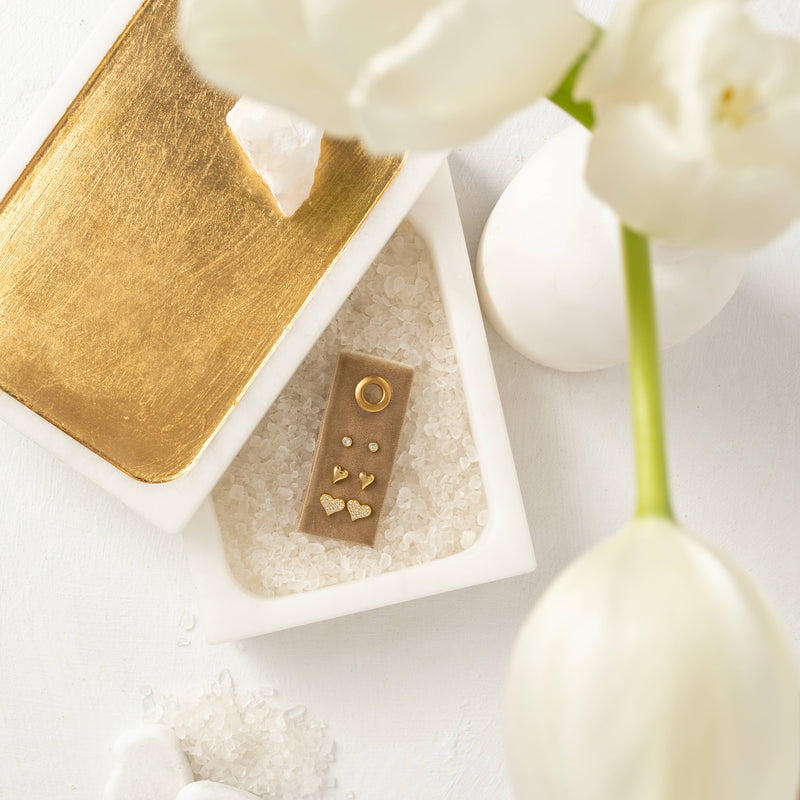 Heart Velvet Stud Gift Set: Silver