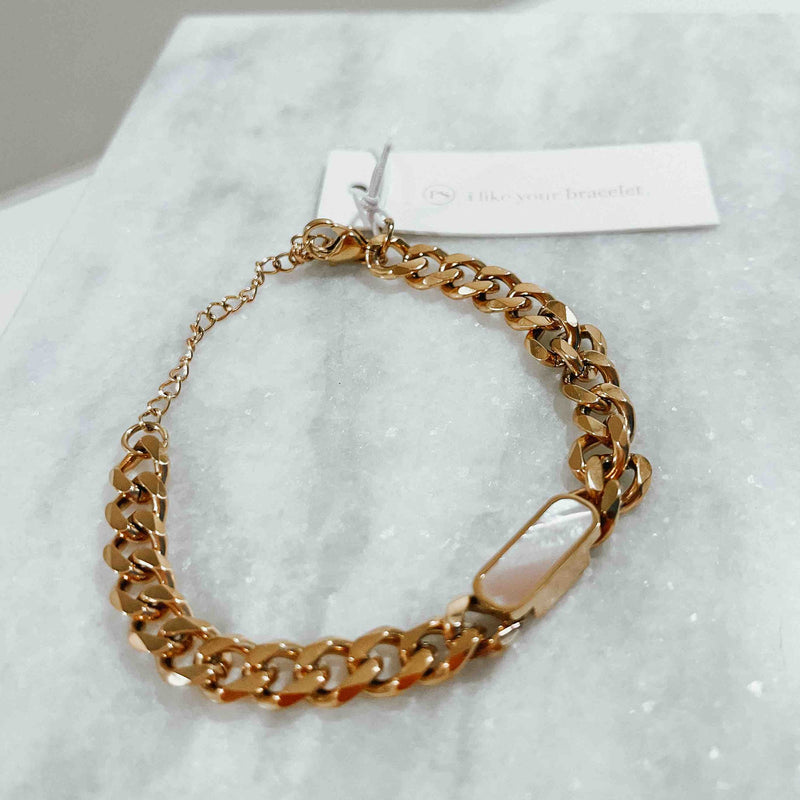 CRYSTAL QUARTZ CHAIN BRACELET *WATERPROOF*
