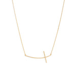 Brushed Side Cross Necklace