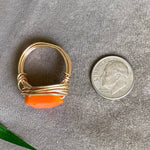 Orange Crystal Faceted Statement Ring