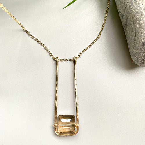 Crystal Pendant Rectangle Necklace