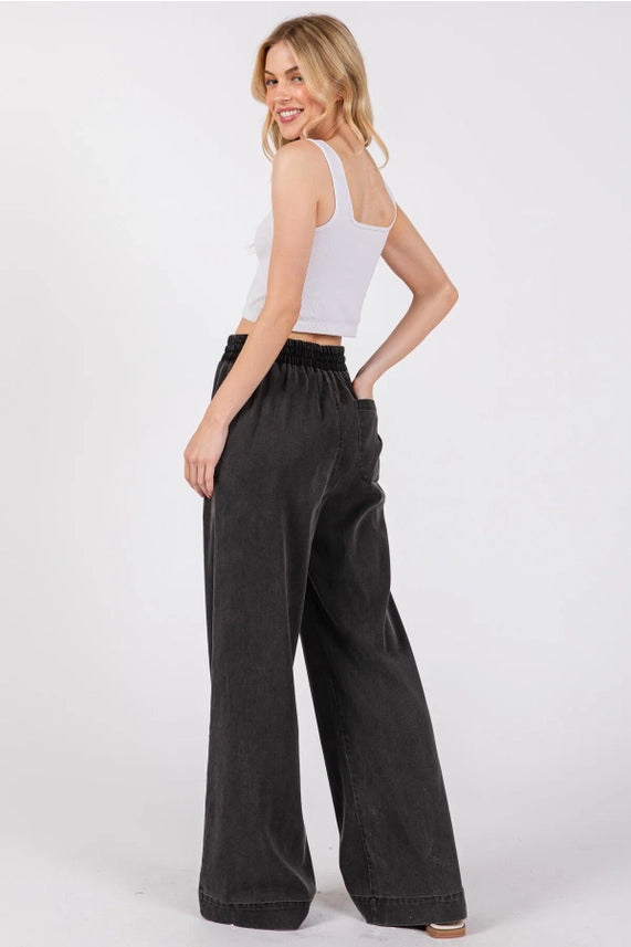Black Denim Pull On Pant