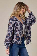 Soft Collared Animal Print Sweater