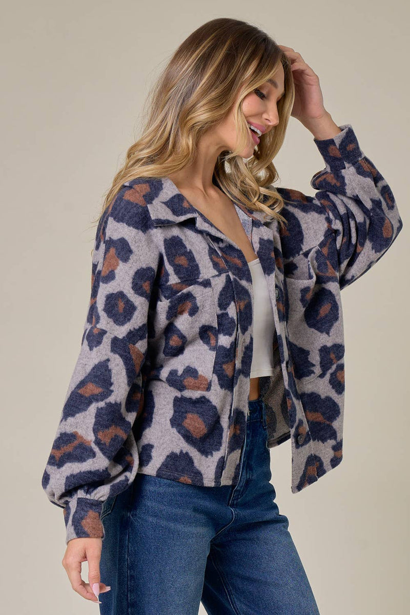 Soft Collared Animal Print Sweater