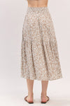 Print Tiered Midi Skirt