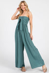 Front Tie Tank Top Wide Leg Jumpsuit