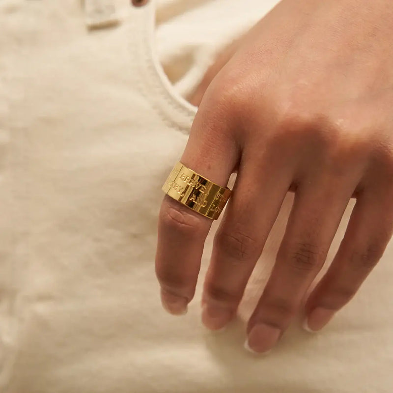 Brave Strong Worthy Adjustable Ring