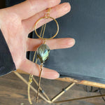 Green Crystal Hammered Hoop and Bar Necklace