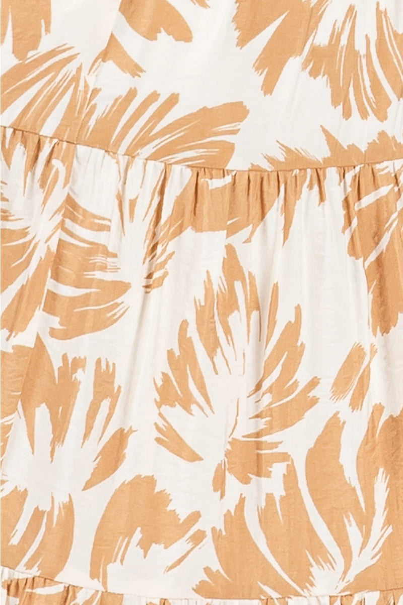V-Neck Natural Midi Dress