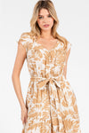 V-Neck Natural Midi Dress