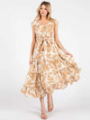 V-Neck Natural Midi Dress