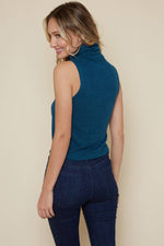 Teal Turtle Neck Sleeveless Top