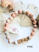 MOM Stone Bead Stretch Bracelet