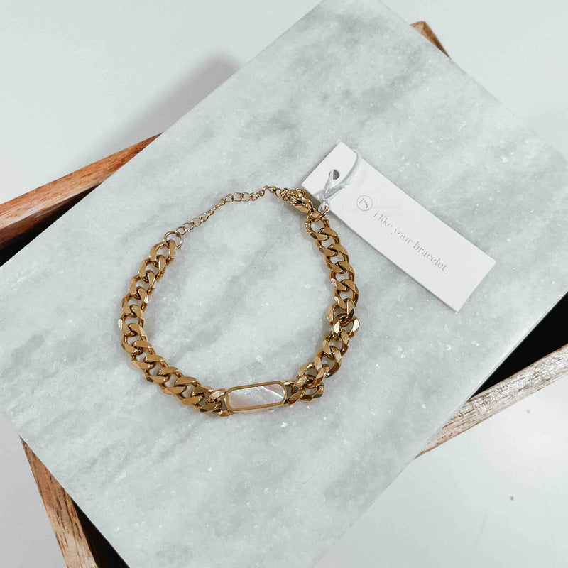 CRYSTAL QUARTZ CHAIN BRACELET *WATERPROOF*