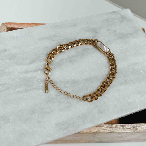 CRYSTAL QUARTZ CHAIN BRACELET *WATERPROOF*