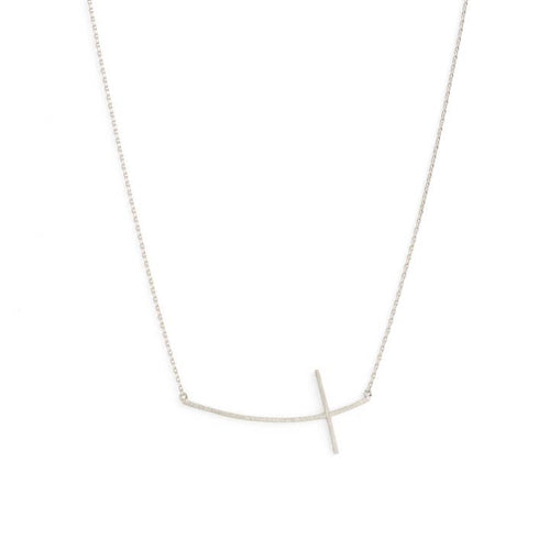 Brushed Side Cross Necklace