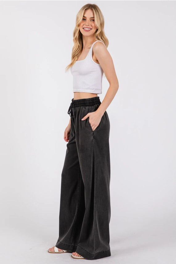 Black Denim Pull On Pant