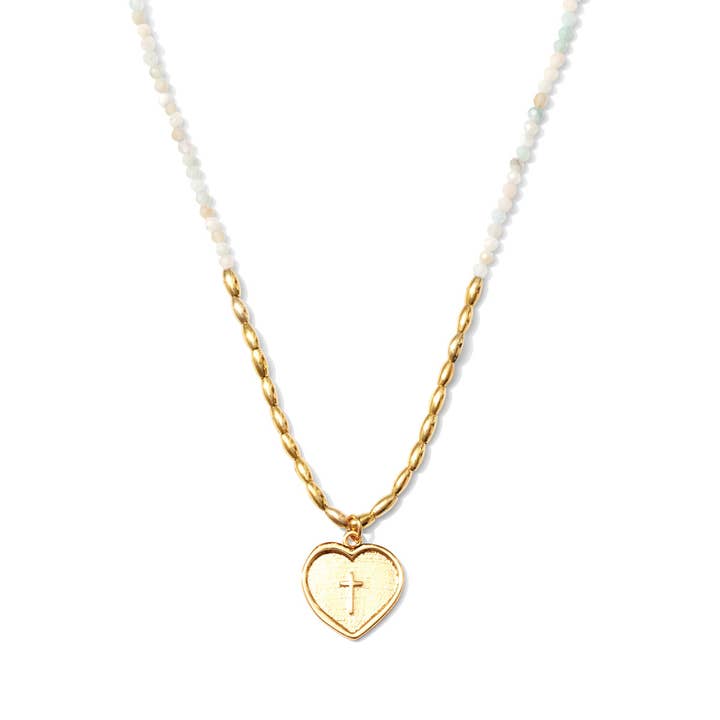 Delicate Stones w/ Cross Necklace
