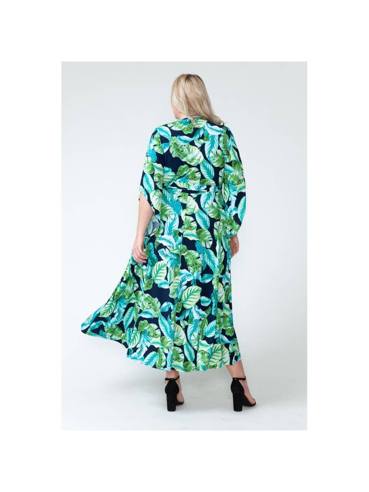 Curvy Tropical Overlap Maxi Dress