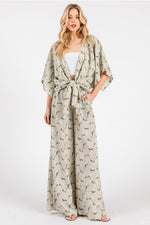 Olive Ivory Smocked Wide Leg Pant