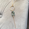 Green Crystal Hammered Hoop and Bar Necklace