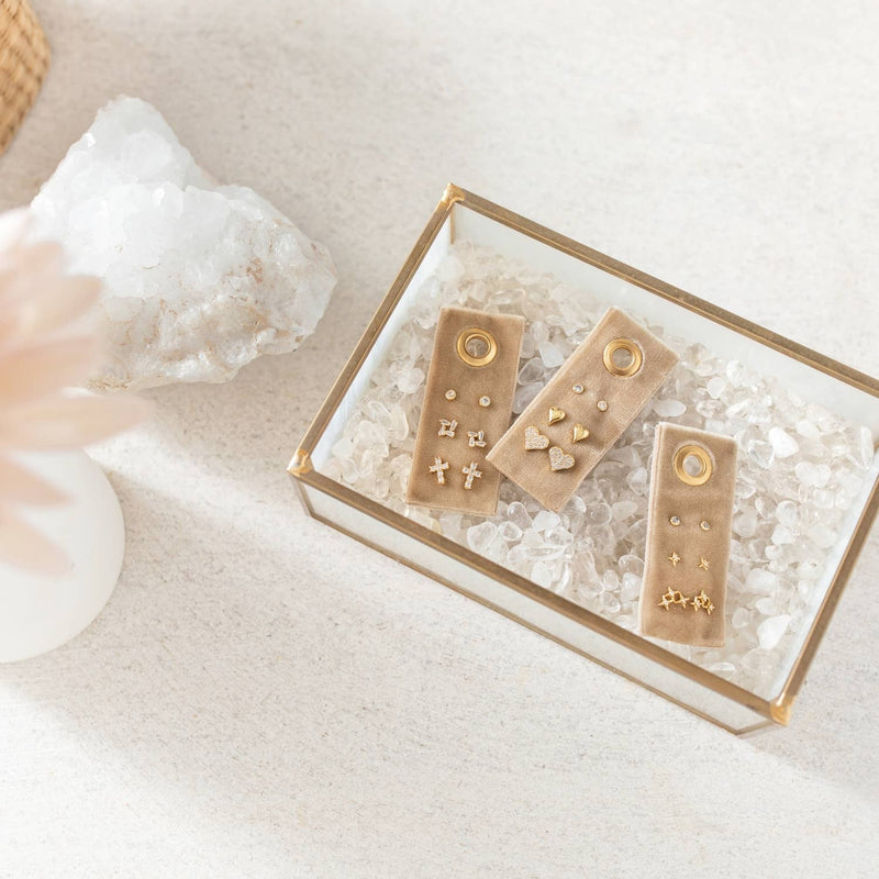 Heart Velvet Stud Gift Set: Silver