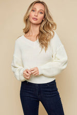 Chunky V-Neck Ivory Sweater