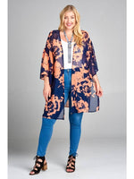 Plus Size Tropical Printed Chiffon Kimono