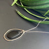 Silver Organic Hammered Hoop and Black Drop Necklace