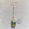 Green Crystal Earrings Rectangle Hammered Bar Drop