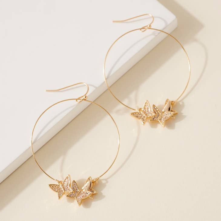 Butterfly Wire Dangle Earrings