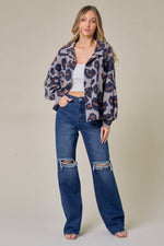 Soft Collared Animal Print Sweater