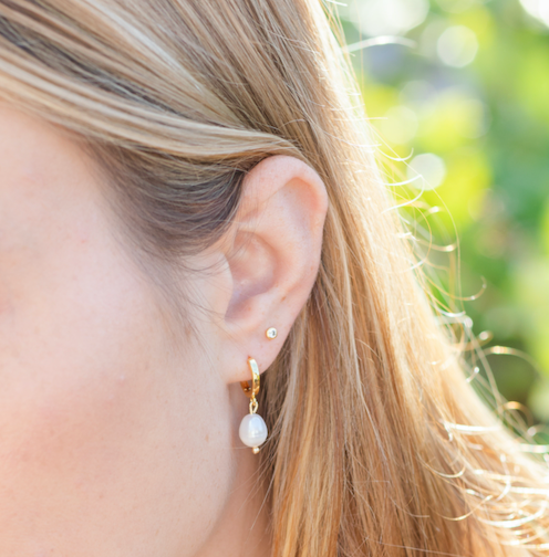 Pearl Huggies Earrings