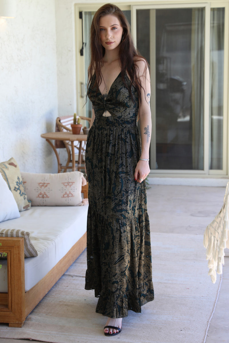 Gold Accent Luxe Maxi Dress