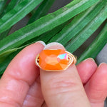 Orange Crystal Faceted Statement Ring